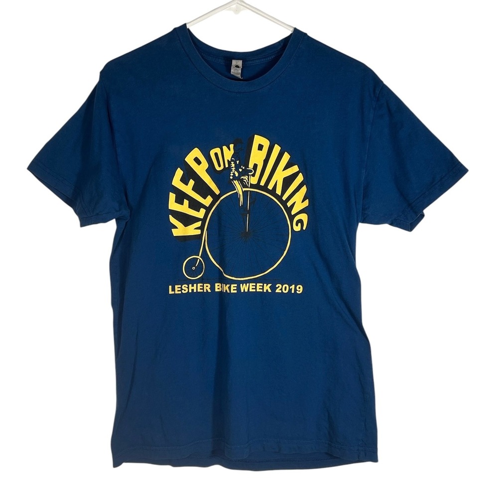 Next Level Lesher Bike Week 2019 Keep On Biking Blue Graphic T-Shirt Mens Medium